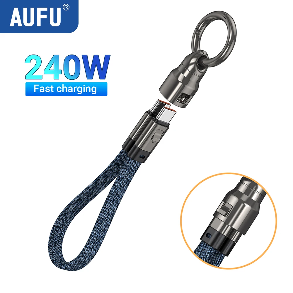 AUFU Kurzes USB-C-Kabel, 240 W, 5 A, schnelles Laden, USB-C-zu-C-Kabel, geflochtenes Ladekabel, Typ C für iPhone, Samsung, Galaxy, iPad, MacBook
