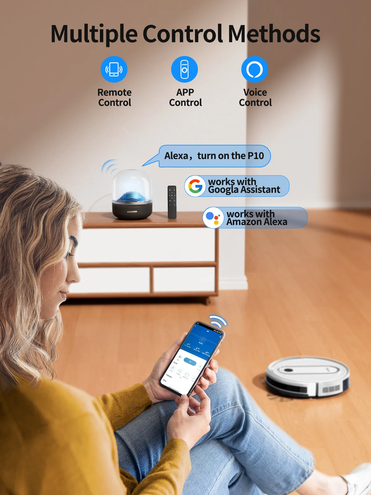 Laresar P10 Aspirateur Robot et Serpillère, Aspiration de 4500Pa, Contrôle via APP, Carte Planifiée avec Gyroscope Intelligent pour Sols et Tapis à Domicile Sans Fil