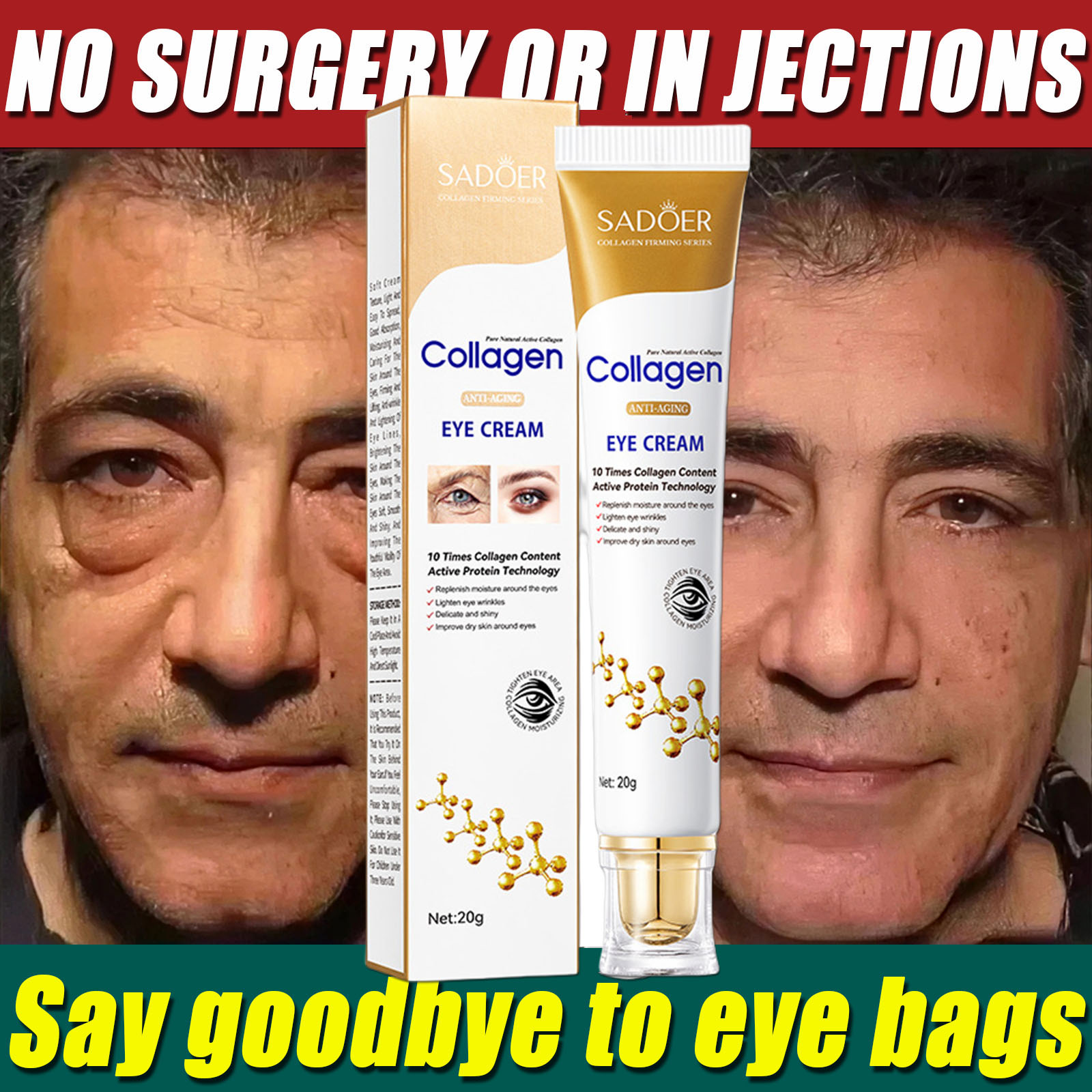 Retinol Remove Wrinkle Eye Cream Instant Firming Lifting Fade Fine Lines Eye Bags Anti Dark Circle Brightening Beauty Skin Care