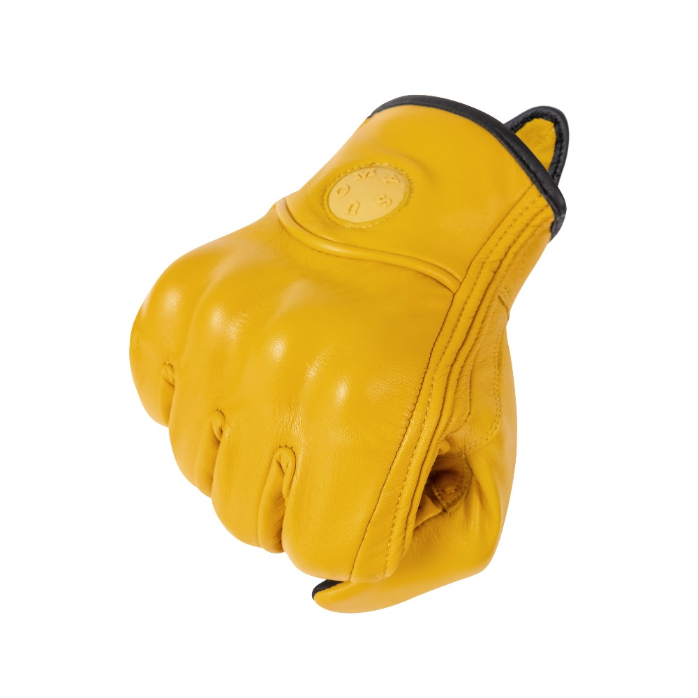 Universal Motorcycle Gloves Genuine Sheepskin Leather Touchscreen Vintage Crash-Resistant Breathable for Summer Riding Men Women