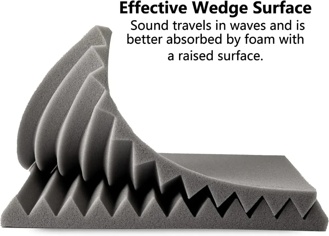 Studio Acoustic Foam Panels Wedges Sound Proofing Sponge Absorbing Noise Blocker Wall Panels Tiles Gray