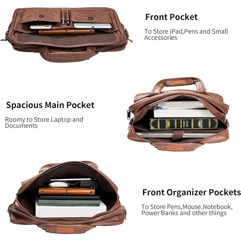 Maletín de negocios multifunción para hombre, bolso para portátil de 16 pulgadas, bandolera mensajero Retro de PU, bolsos cruzados de oficina de gran capacidad