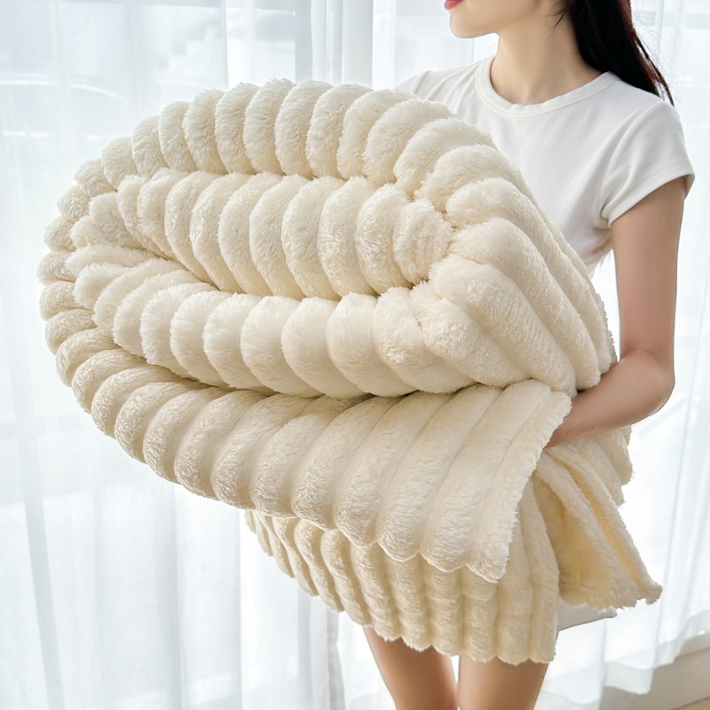 Solid  Colour Tutu Fleece Drawn Blanket Double-sided Flannel Multifunctional Leisure Blanket Office Lunch Break Blanket