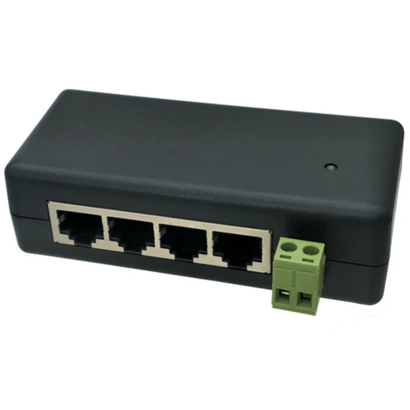 4 puertos LAN alimentación pasiva sobre módulo Ethernet inyector DC 9-48V cámara IP fuente de alimentación adaptador de interruptor PoE caja PoE