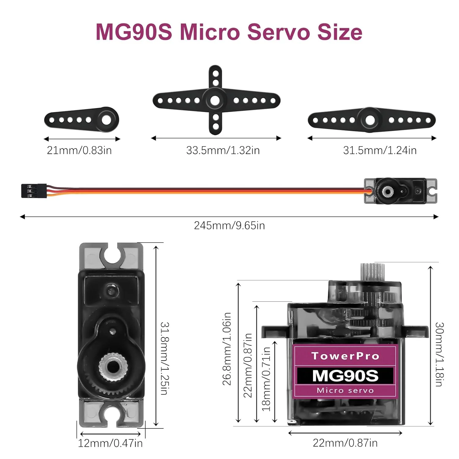 Servo MG90S, 2/5/10 Uds., engranaje totalmente metálico 9g SG90, versión mejorada para helicóptero, avión, barco, coche, Trex 450, Robot RC 180 360 grados