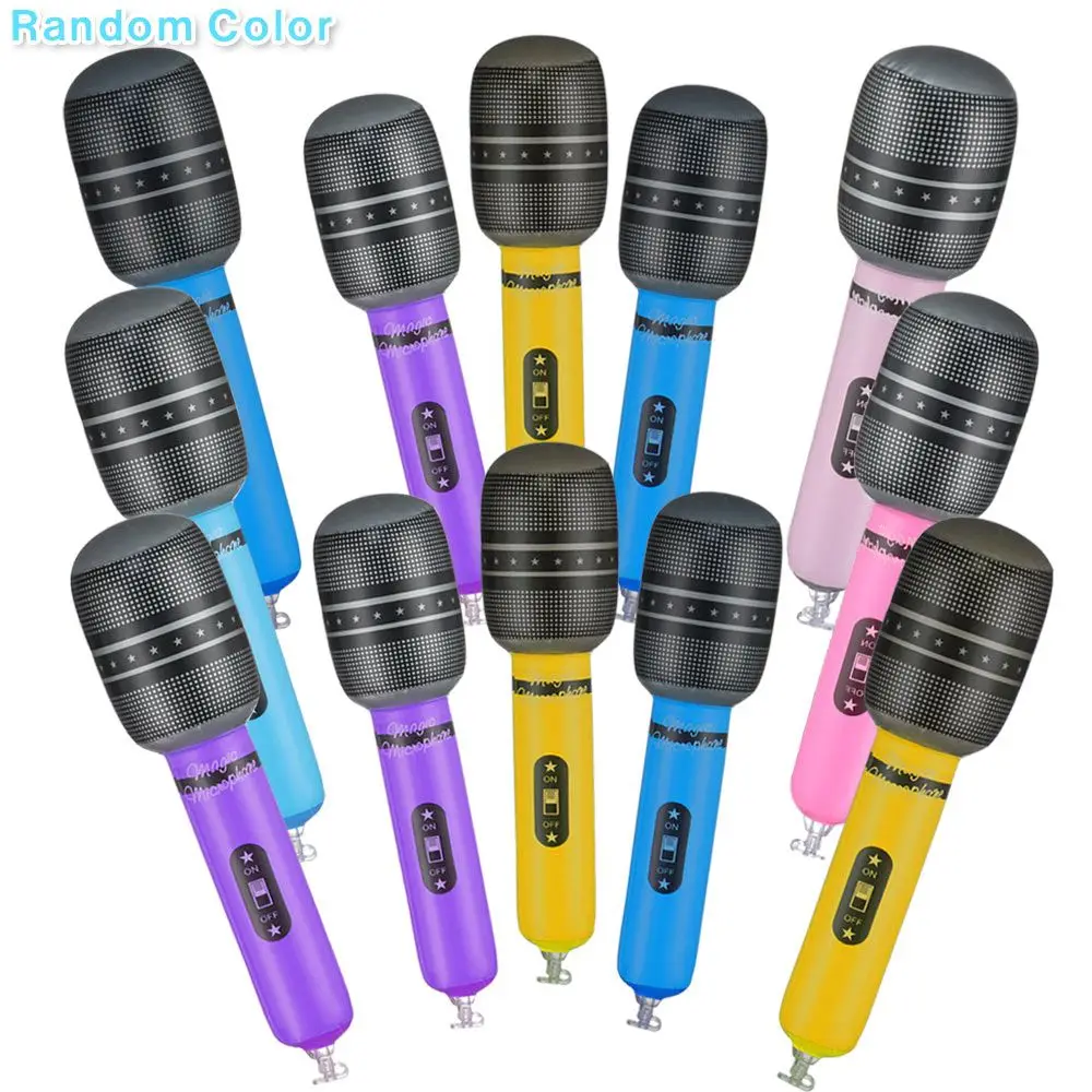Micrófonos inflables de 12 piezas, accesorios de micrófono hinchables para concierto Musical, fiesta temática, juguetes de cumpleaños, decoración