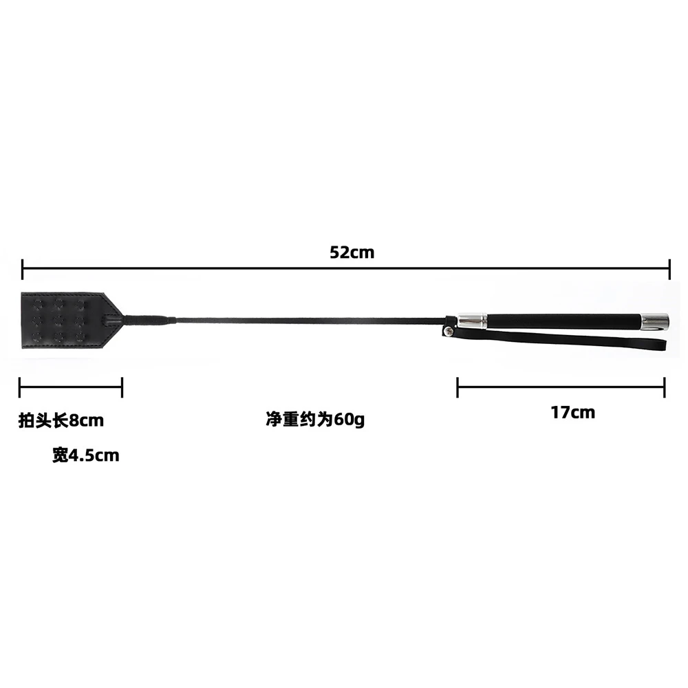 เพิ่มความเจ็บปวดสแตนเลส Spikes ยาว 52 ซม. PU หนัง Spanking Paddle Slapper แส้สําหรับม้า