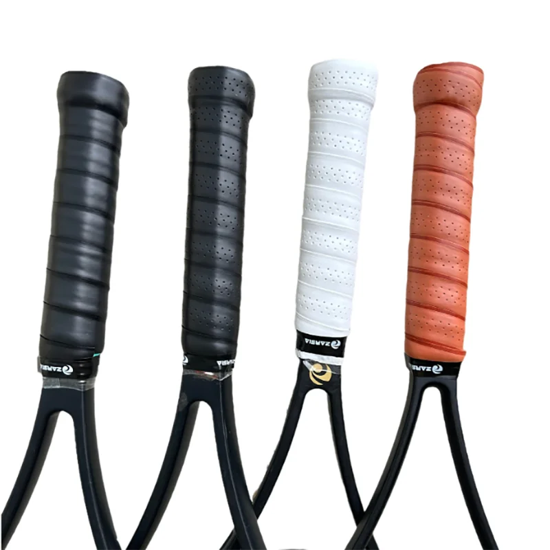 Nova zasia perfurada couro do plutônio sweatband tênis badminton raquete overgrip resistente ao desgaste antiderrapante 2/4 pçs