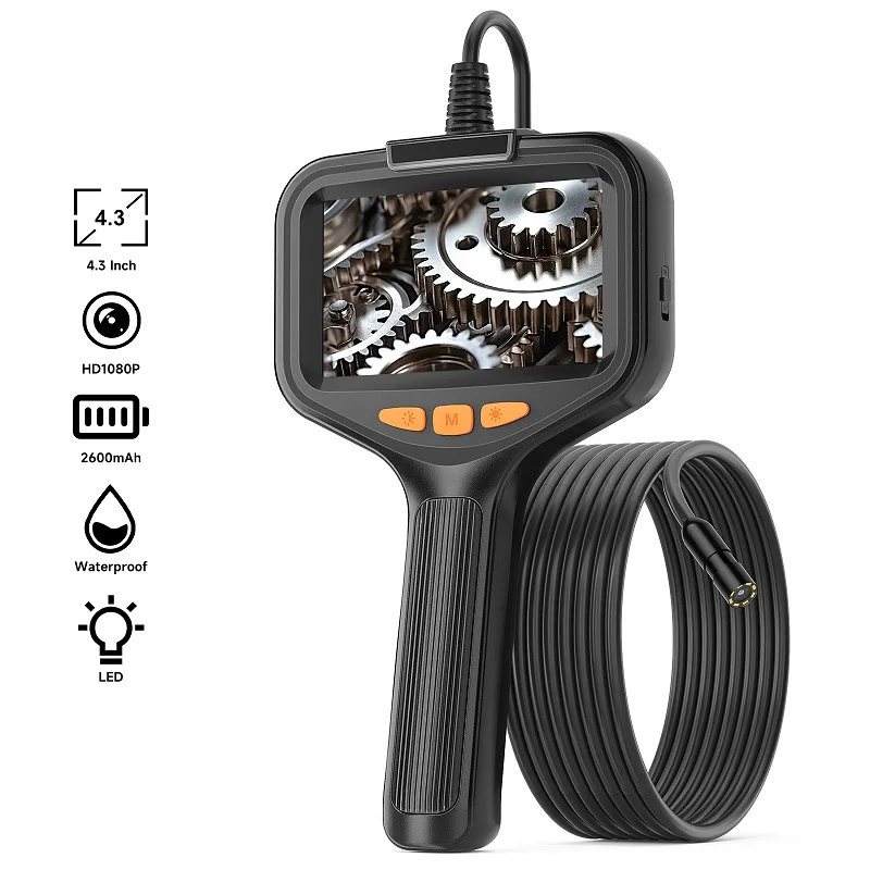 Single Dual Lens Handheld Endoskop 4.3 ''Bildschirm HD1080p 2m-100m Aviation Plug Rohr Inspektion Endoskop Kamera wasserdichte LEDs