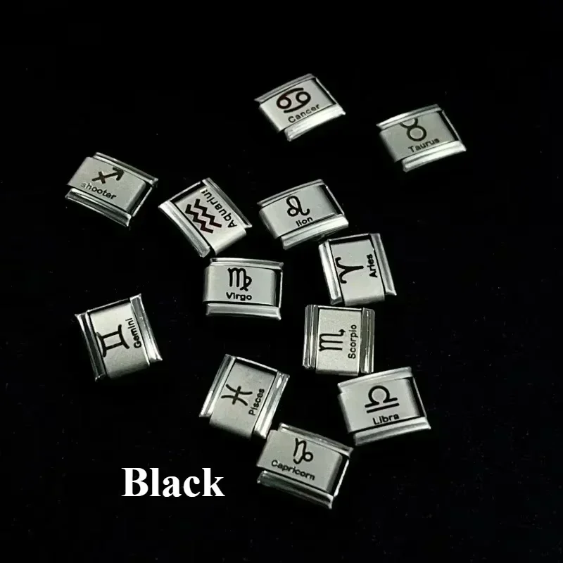 Nueva pulsera italiana con dijes DIY, módulo de 9mm, pulseras elásticas de constelación de acero inoxidable de palacio de 12 estrellas para regalo de hombres y mujeres