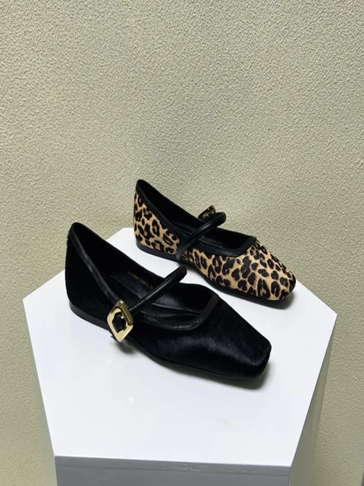 2024 frauen Flache Schuhe Runde Kappe Leopard Print Casual Schuhe Frau Atmungsaktive Slip-on Outdoor Weiche Mary Jane schuhe 2024 Neue