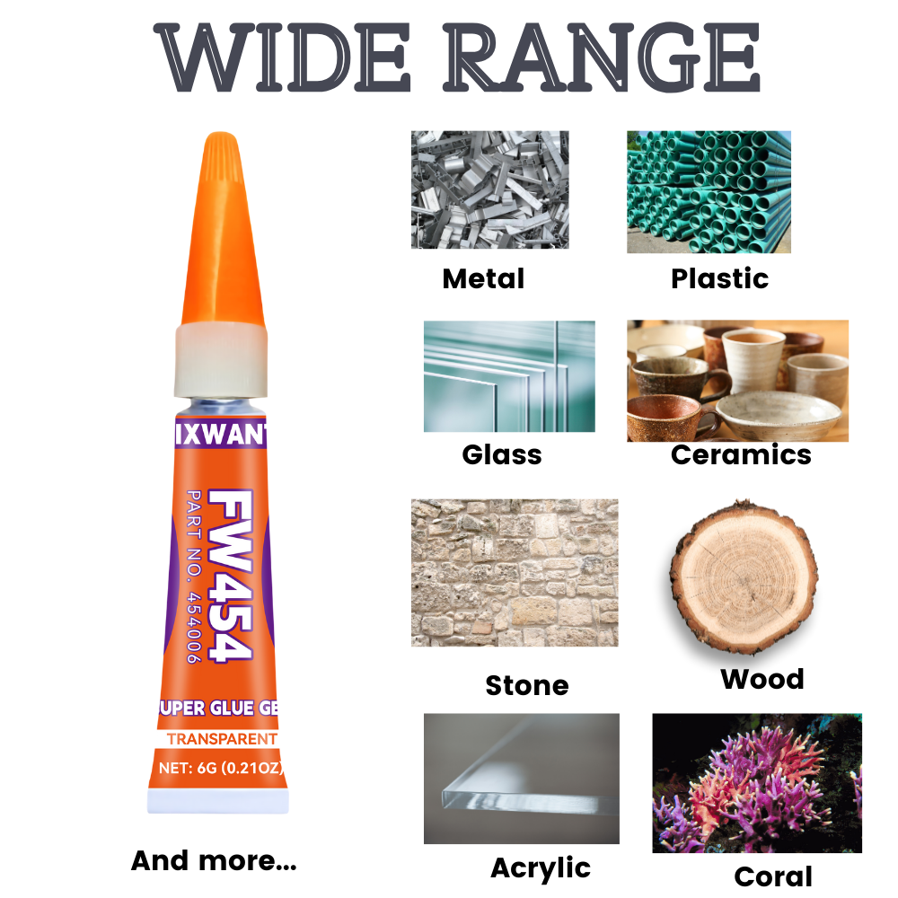 Super Glue Gel - Strong Instant Adhesive for Coral, Metal, Plastic, Wood, Ceramic, Rubber - Quick Dry & Waterproof 6g/20g