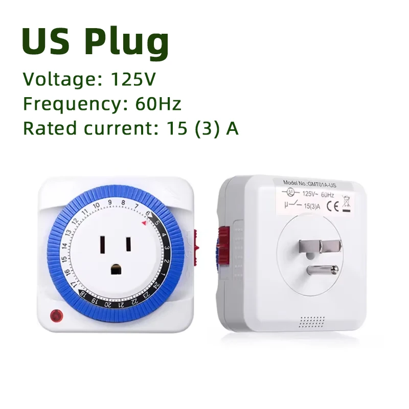 UE/EE. UU. 24 horas temporizador interruptor enchufe mecánico con conexión a tierra programable interruptor de bucle de cuenta regresiva inteligente enchufe apagado automático