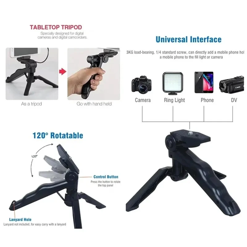 Smartphone Kit Vlogging com Tripé, Suporte do telefone, Mini Microfone, LED Luz de preenchimento Starter para TikTok, Live Stream, Vídeo, YouTube