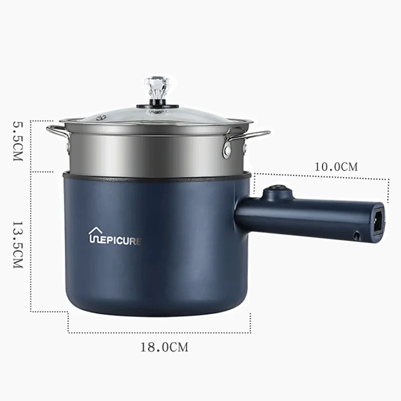 Olla multifunción de 1,8 L para el hogar, olla caliente de una sola/doble capa, olla arrocera eléctrica, Mini sartén antiadherente para dormitorio de estudiantes