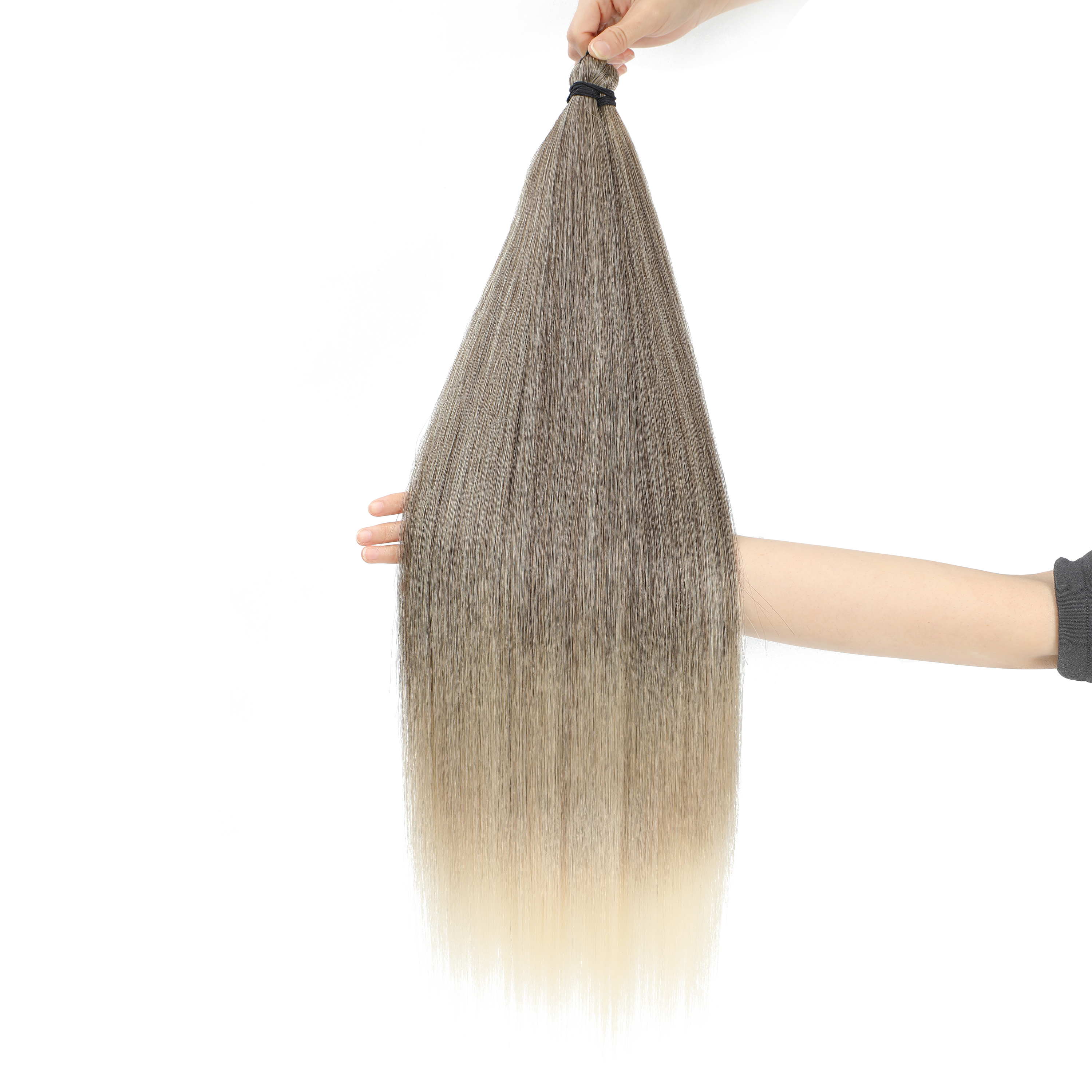 ตรงผมม้ารวมกลุ่มโครเชต์Braidsผมสังเคราะห์ถักเปียผมสีบลอนด์นุ่มโครเชต์ต่อผม