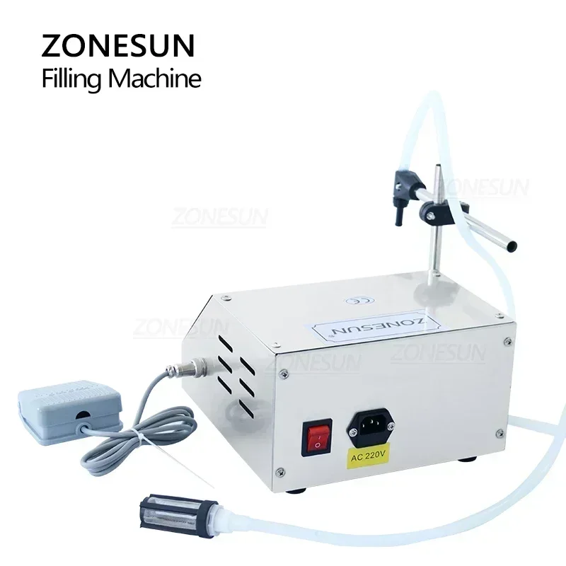 ZONESUN Liquid Filling Machine ควบคุมดิจิตอลน้ําดื่มน้ําหอมน้ําผลไม้นมขนาดเล็กขวดปั๊มไดอะแฟรมบรรจุ ZS-GFK160