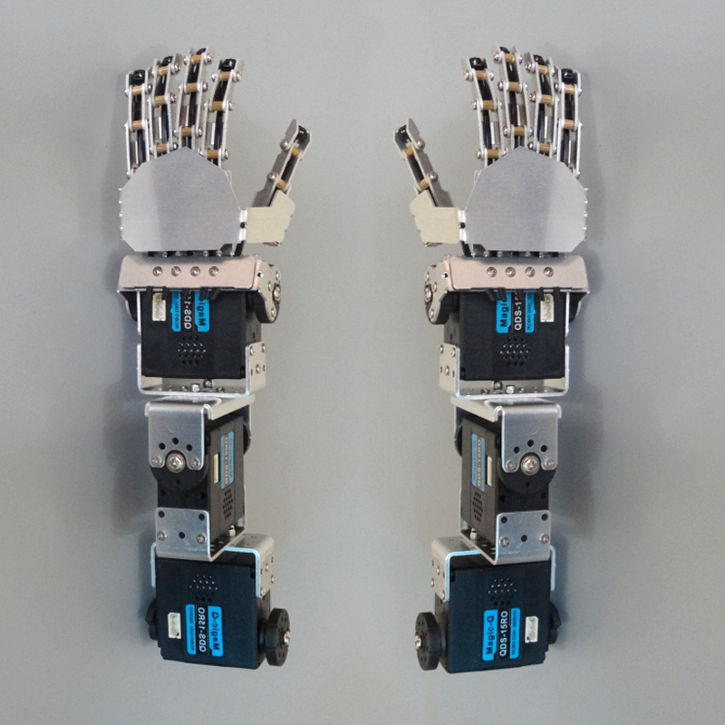 Braço robótico programável montado Kit, 3 DOF, esquerda e direita, mão humanóide com manipulador de cinco dedos, servo para robótica
