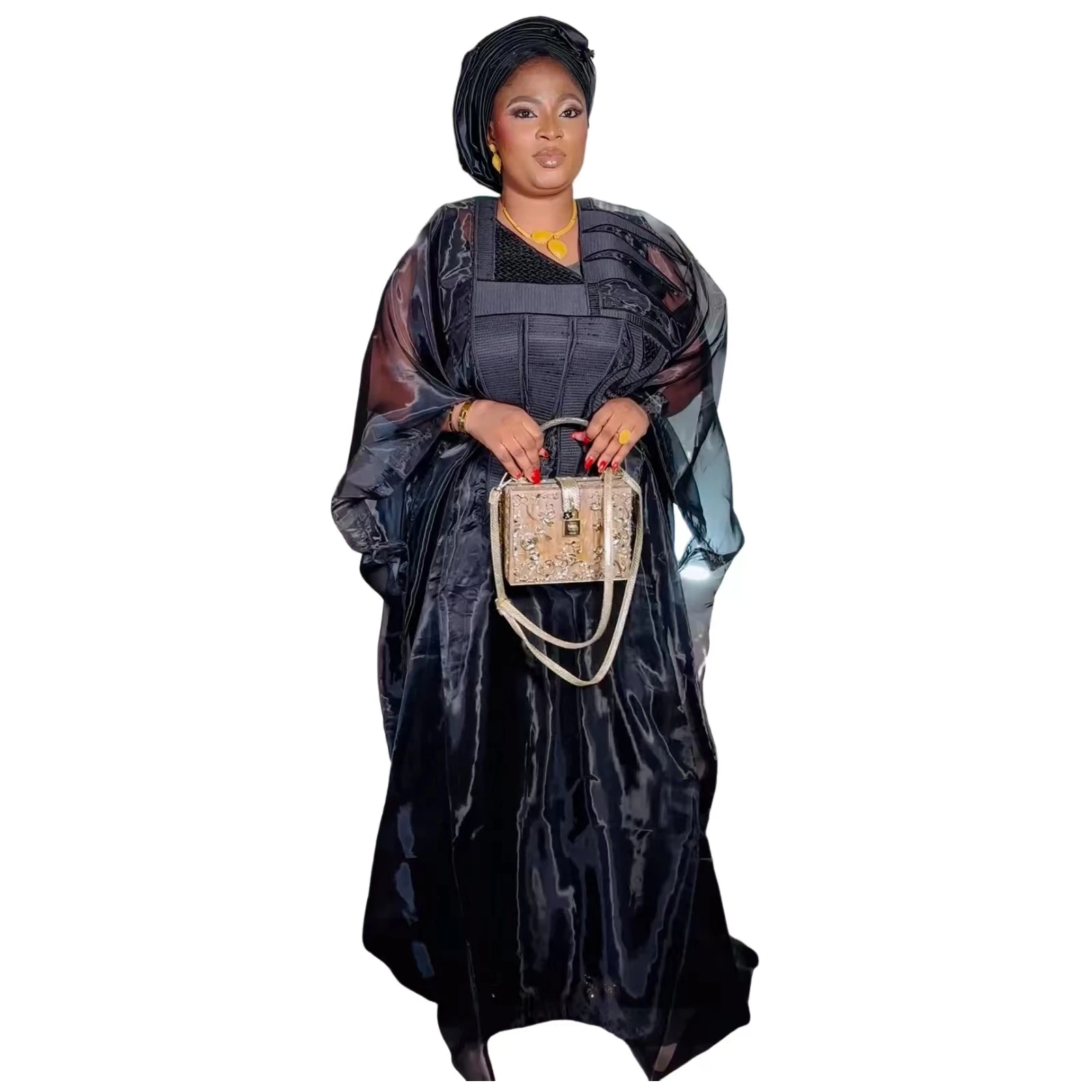 Vestido africano para mujer, ropa de diseño bordado, talla grande, largo hasta el suelo