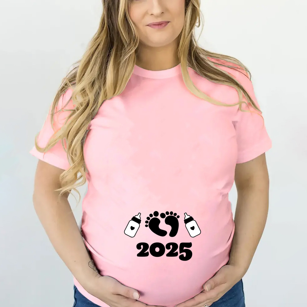 妊婦用マタニティプリントTシャツ、半袖、妊娠発表、新しいママの服、2019
