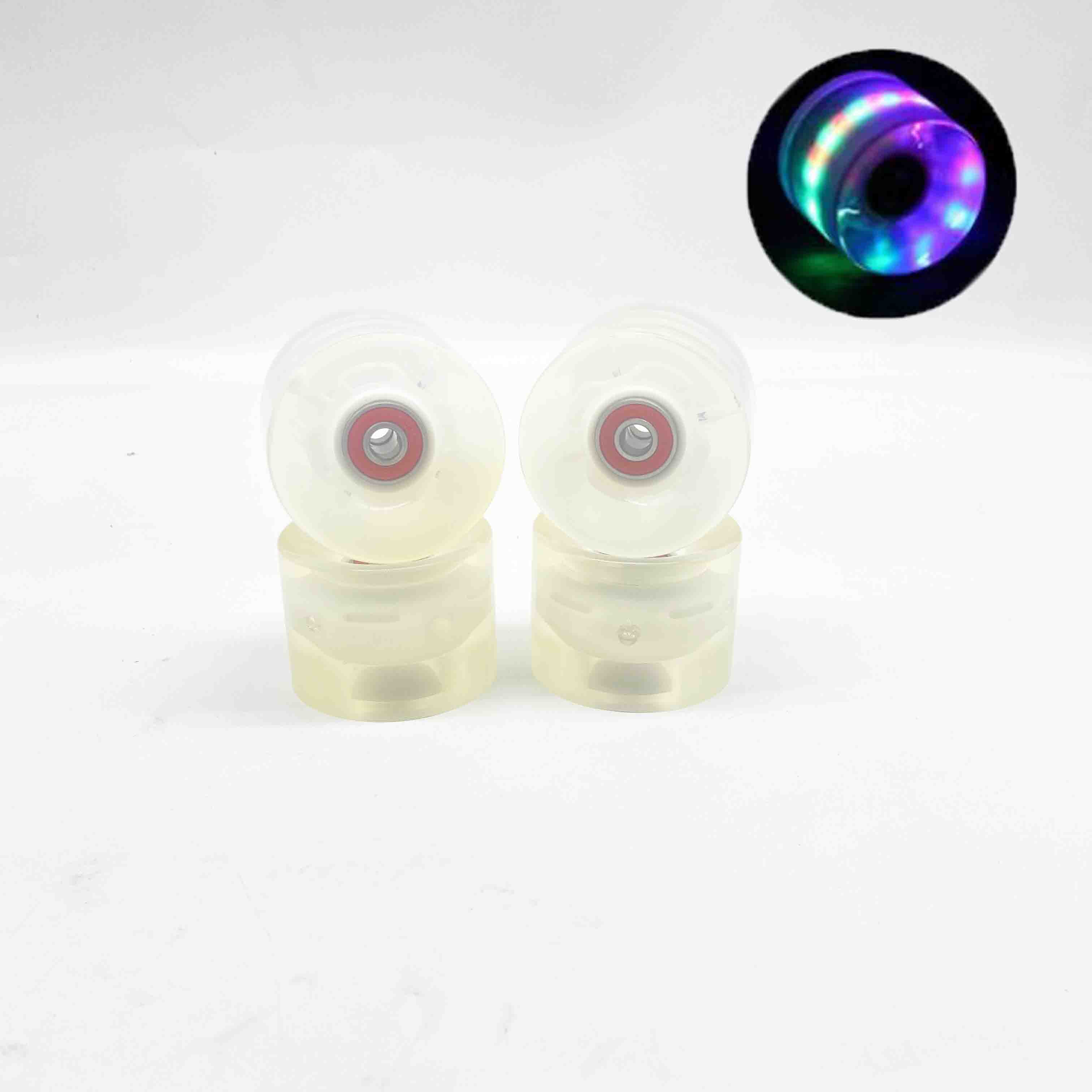 4 Stück 78A 60 * 45 mm LED-Blitzrolle Longboard-Rad DanceBoard Transparentes Skateboard-Rad PU-Doppelwippe-Blinkrad