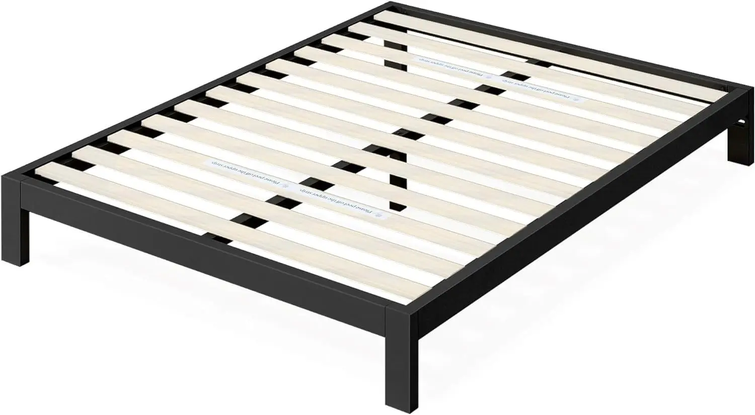 Double Bed frame  Bed 135x190 cm  26 cm Height with Underbed storage Metal Bed frame with Wood slat support  Bl