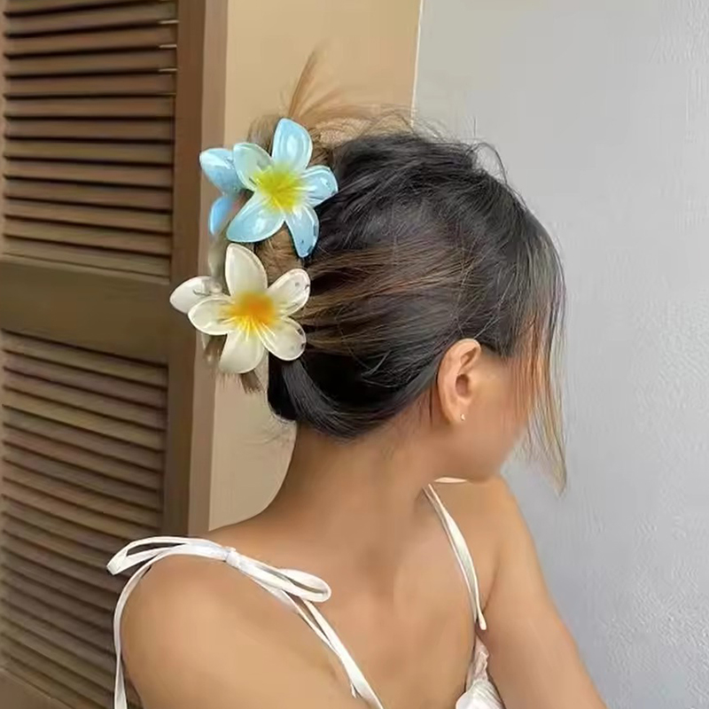1 grande 2 pequeno conjunto doce flor forma colorido gradiente garras de cabelo rabo de cavalo cilp braçadeira grampos de cabelo para mulheres menina praia headwear