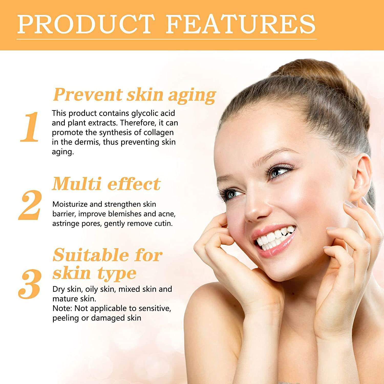 100ml de ácido glicólico 7% solução tonificante para remover acne e hidratar a pele loção rejuvenescedora