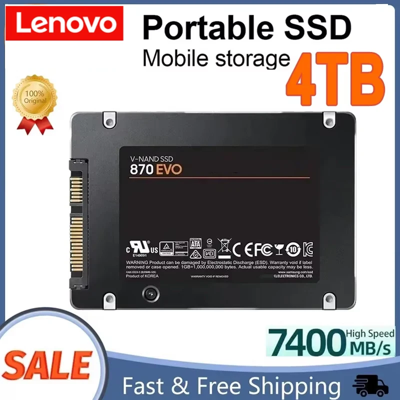 Lenovo 4TB disco de estado sólido SSD 870 EVO 500G 1TB 2TB disco duro HDD interno Sata3 2,5 pulgadas para ordenador portátil microordenador de escritorio