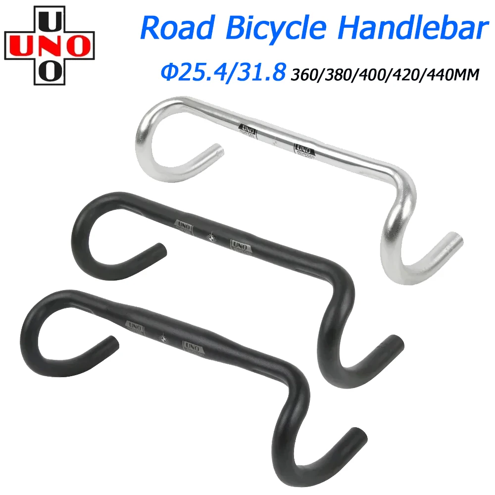 UNO UltraLight Racing Road Bike Handlebar Bent Bar 25.4/31.8MM 360/380/400/420/440/460MM 6061 Aluminum Alloy Stem Handlebar