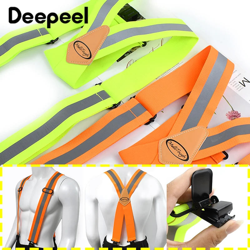 Fluorescent Men Suspenders 5cm Wide Adult X-Type 4 Clips Harness Man Braces Adjustable Strap Work Male Jockstrap Elastic Belt