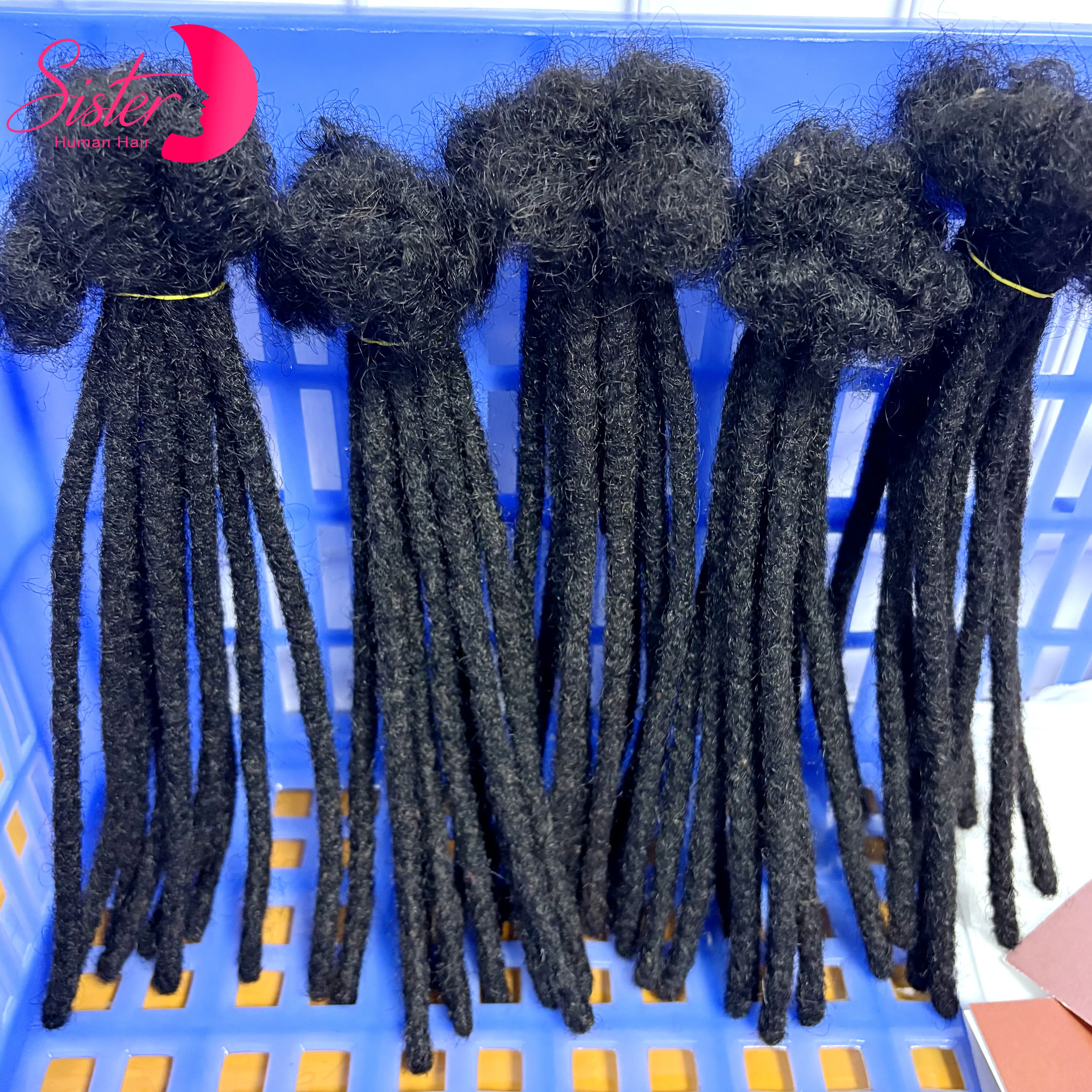 100% artesanal loc extensão de cabelo humano com extremidades encaracoladas 50 fios 8-14 polegada cabelo humano loc dreadlock extensão para homens mulheres crianças