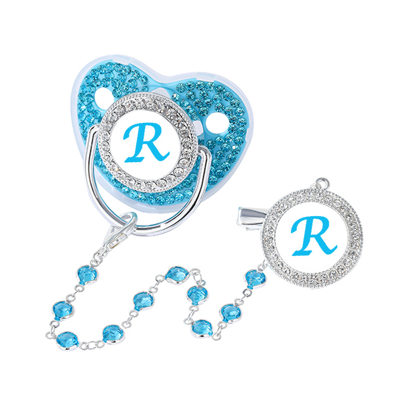 26 เริ่มต้น Baby Pacifier คลิป Blue Zircon ทารกแรกเกิดส่วนบุคคลหรูหรา Pacifiers ผู้ถือซิลิโคนทารก Teether หัวนม BPA ฟรี