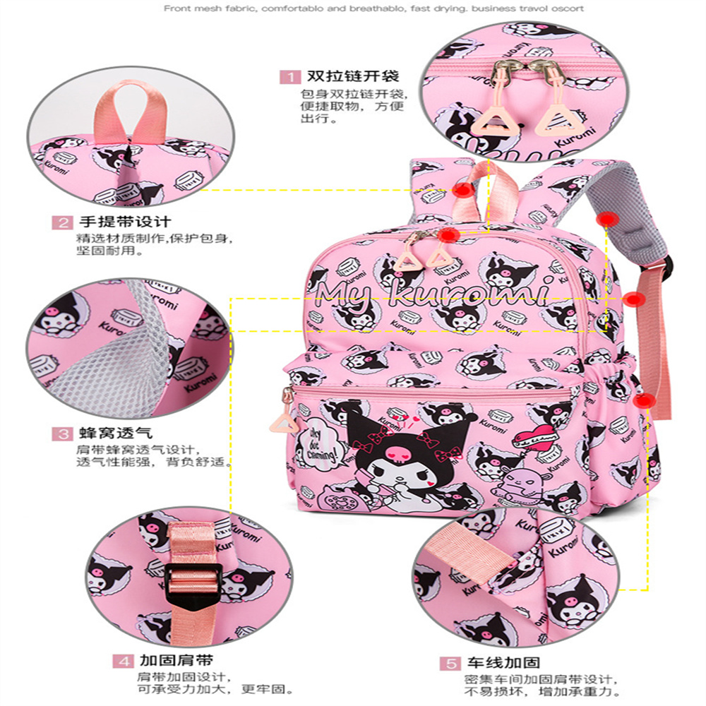 Zestaw plecaków Sanrio Kuromi Hello Kitty Melody Podstawowy nowy czteroczęściowy piórnik szkolny Zestaw portfeli dla dziewczynek z nadrukiem