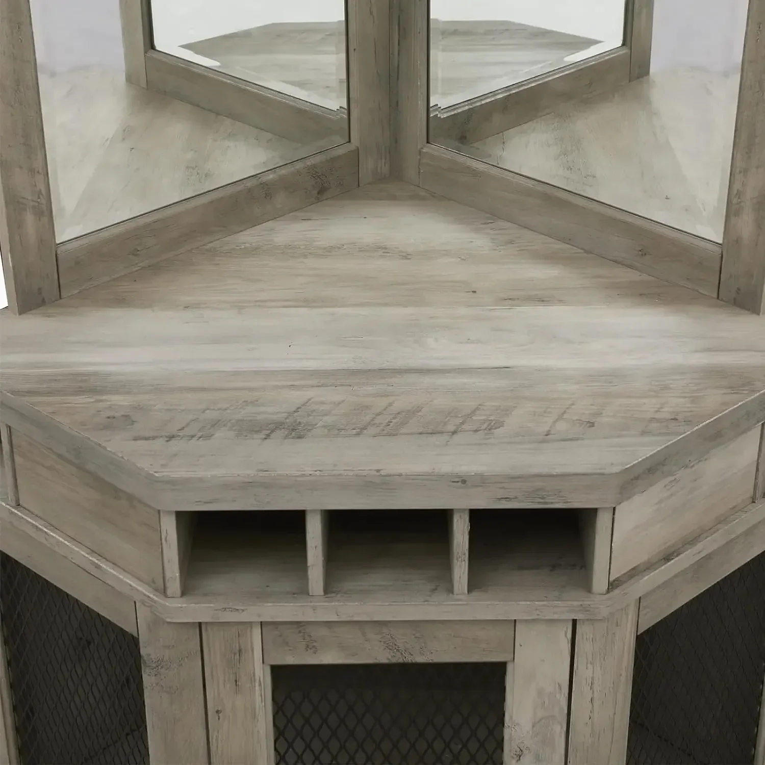 White Corner Bar Unit 73" With Built-in Wine Rack And Lower Bar Cabinet For Liquor