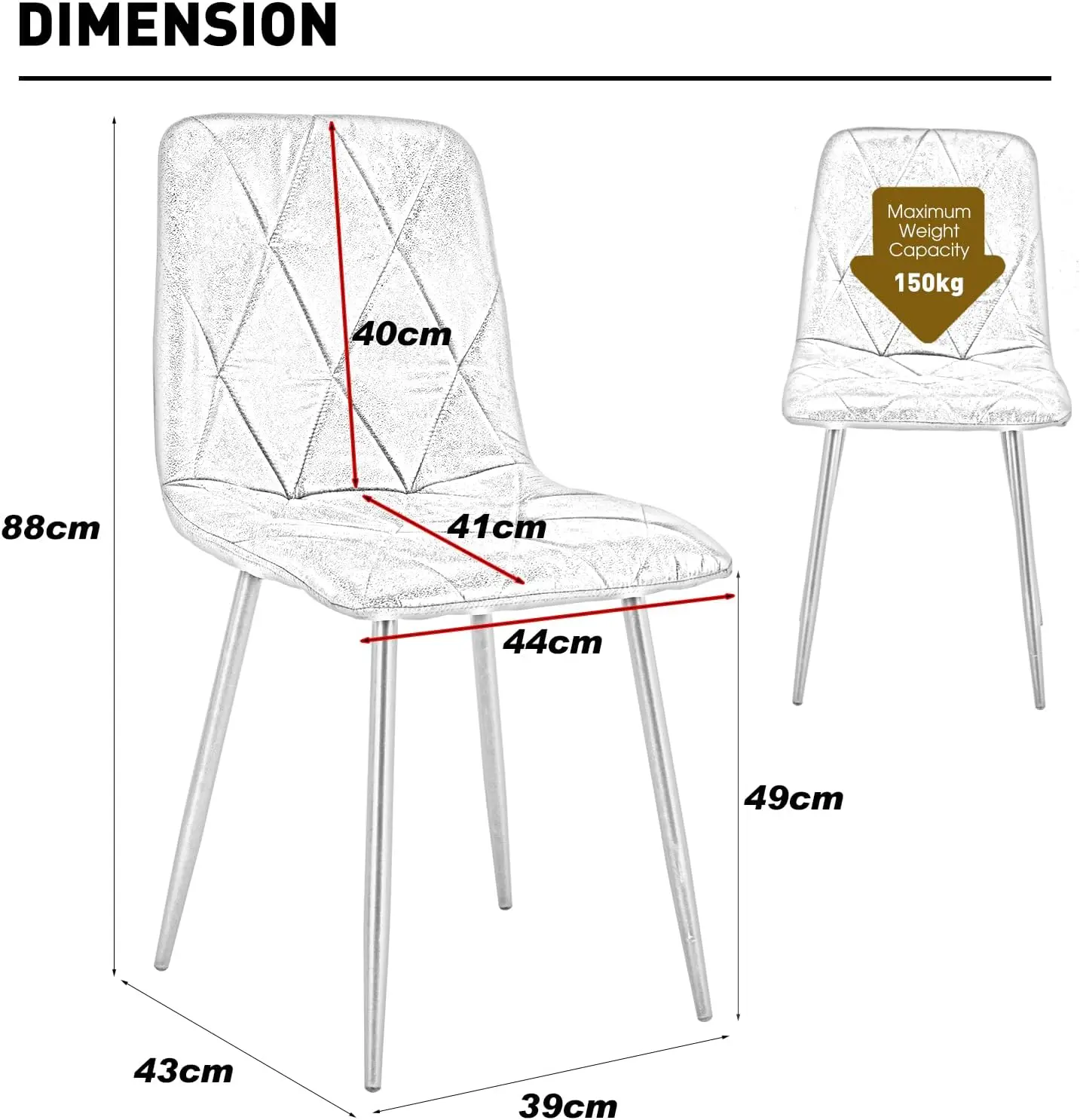 Hand Set of 6 Dining Chairs for Dining Room Living Room, Velvet Fabric Kitchen Chairs Set with Upholstered Seat Backrest