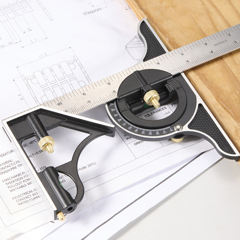 Carpintaria 3 em 1 300mm régua de medição ajustável multi combinação ângulo quadrado localizador ferramentas transferidor