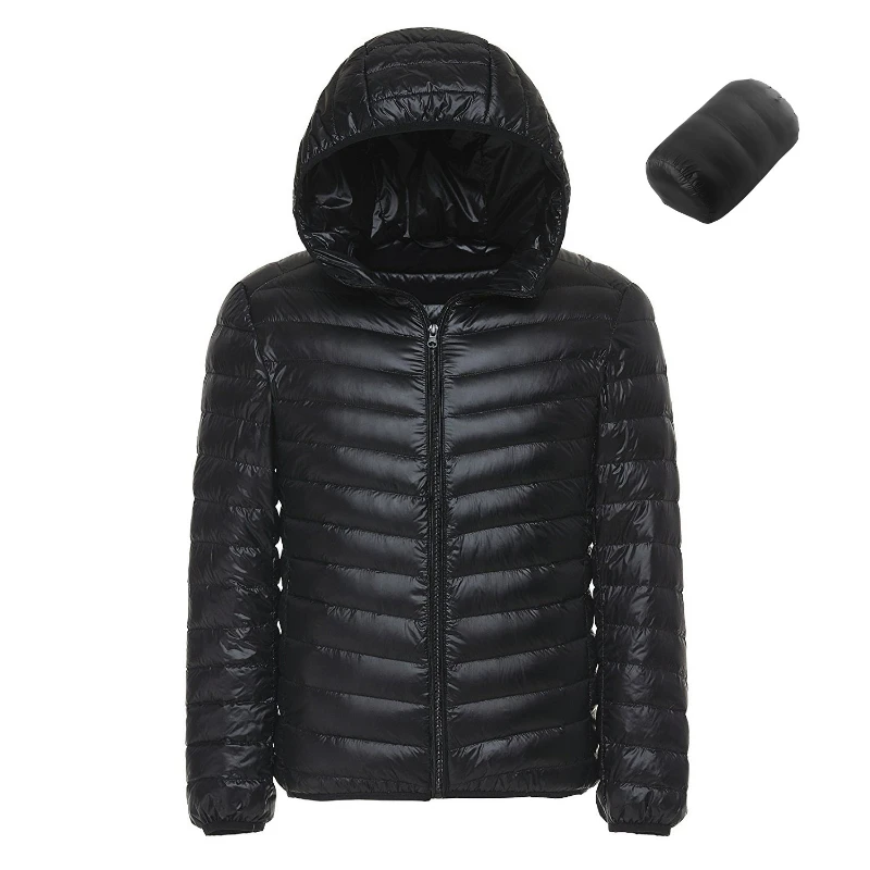Fashion Boutique White Duck Down Solid Color Lightweight Men's Casual Hooded Down Jacket Male Down Jacket Spring and Autumn