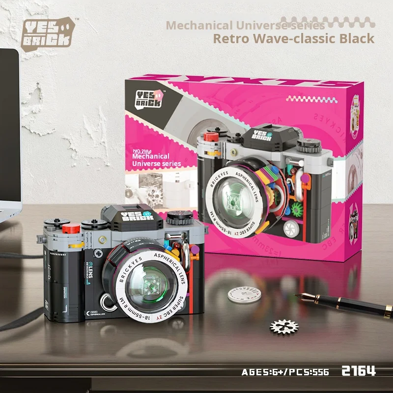 Kit de construção de câmera retrô, modelo de construção, conjunto de blocos de construção, ideia de presente colecionável, conjunto de construção para adultos e adolescentes