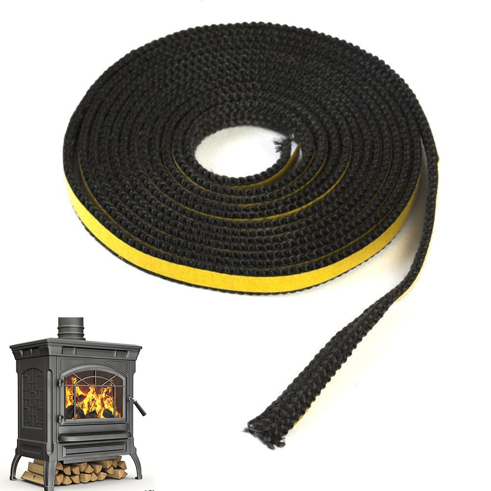 Cuerda de sellado para chimenea de 4M, cinta de sellado autoadhesiva de fibra de vidrio resistente a la temperatura, cable de junta de puerta para estufas de horno, 10x2mm