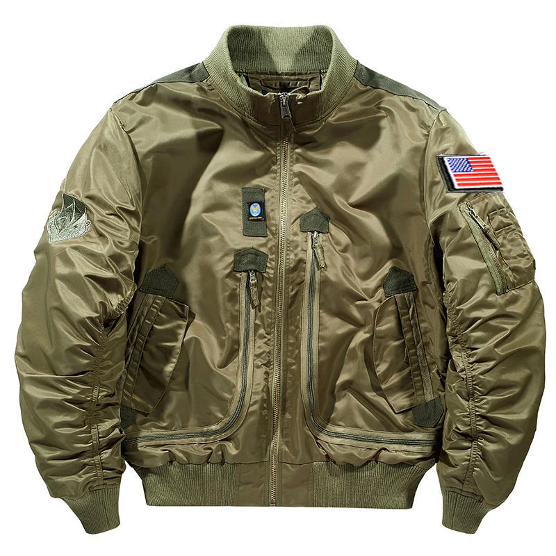 Ma-1-Jaqueta bomber masculina, trabalho tático, terno de beisebol grande, colarinho vertical vintage, jaqueta à prova de vento, outono