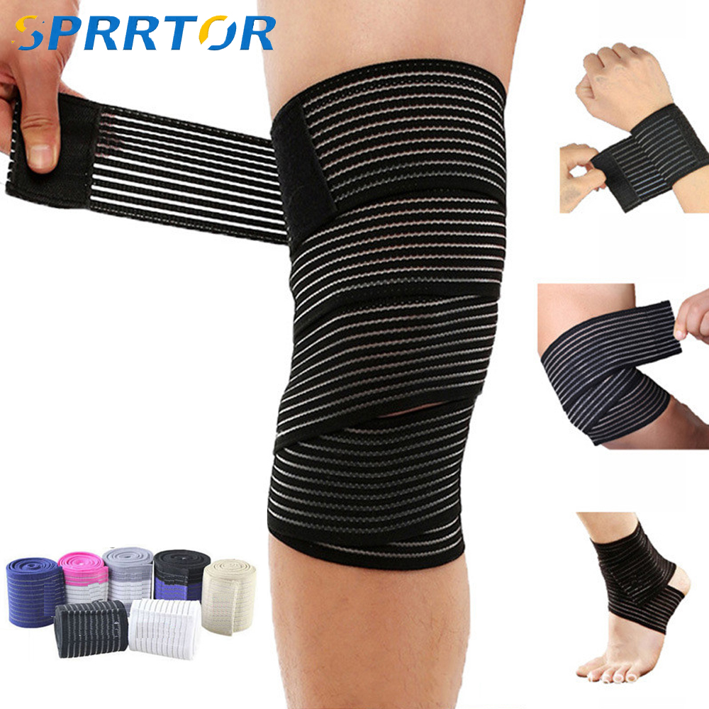 1 pz 40-200 cm fasciatura di compressione protezione supporto per ginocchio tutore sportivo cinghie elastiche per gomito fasce per gambe Elast Bandag allenamento avvolgente
