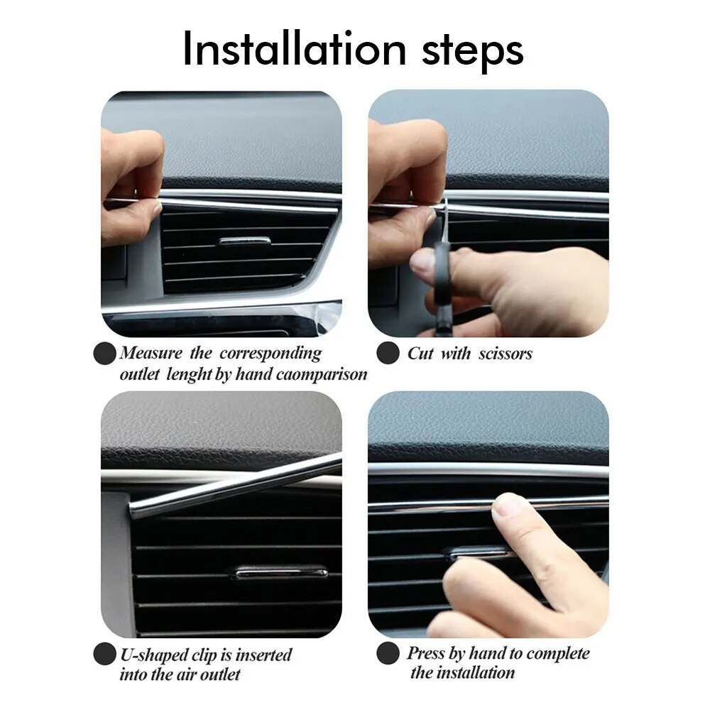Moldura decorativa en forma de U para salida de aire acondicionado de coche, tiras decorativas de decoración, Protector de esquina para Borde de puerta de coche, 10 piezas, 20cm