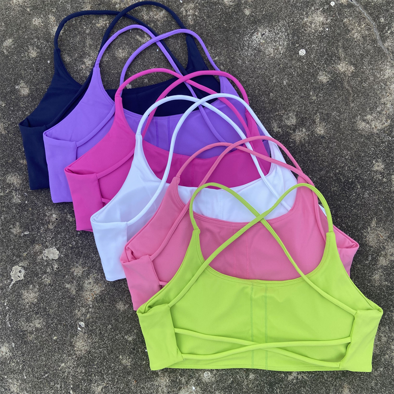 Sujetador deportivo con tirantes cruzados para mujer, Top corto de entrenamiento para gimnasio, chaleco de Yoga Sexy, Bralette de Fitness de alto impacto, ropa interior acolchada para correr con realce