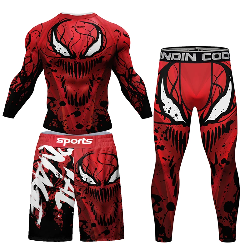2023 ใหม่ผู้ชาย MMA เสื้อยืดกางเกงขาสั้น Spartan ชุด Rashguard Jiu jitsu เสื้อเสื้อผ้าฟิตเนส Bjj มวย Boxe ชุดกีฬา