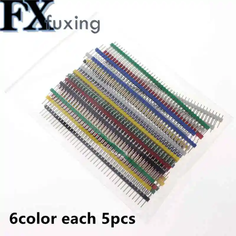 30PCS 40 Pin Breakable Pin Header 2.54mm Single Row Male Header Connector Kit PCB Pin Strip For Arduino Black White Red Green