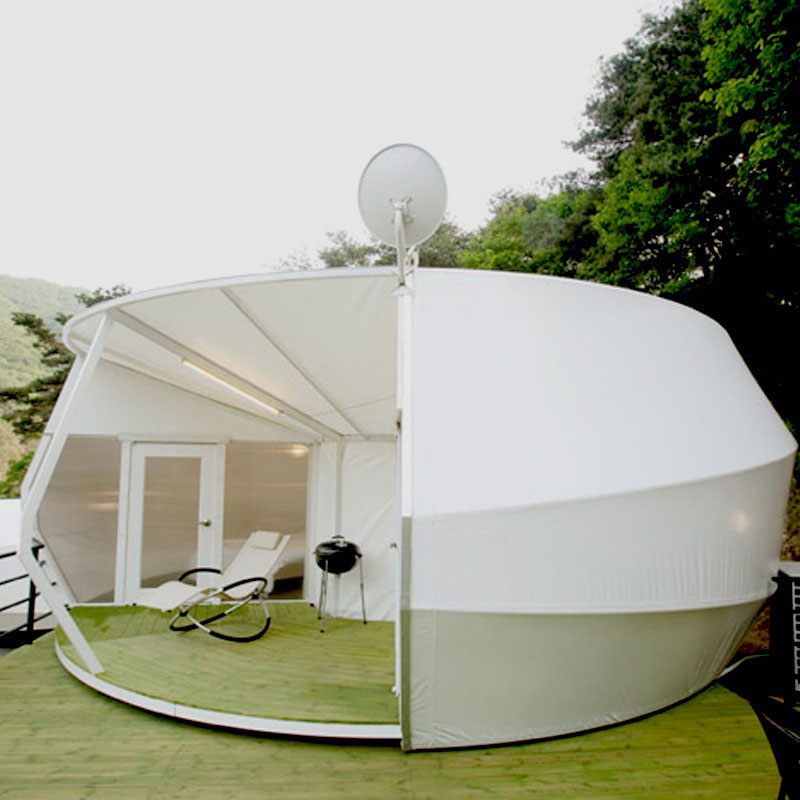 Tente de cabine de camping de forme spéciale, structure en acier, camping de vacances, extérieur, hôtel de luxe, maison
