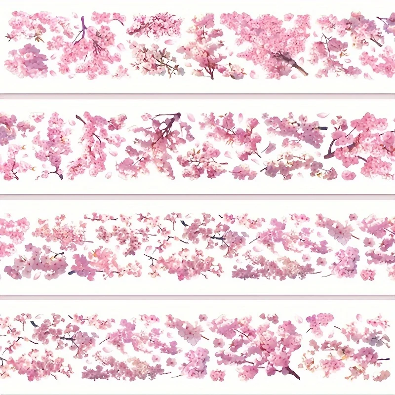 2m 사쿠라 애완 동물 장식 스티커 핑크 꽃 투명 Washi 테이프 Scrapbooking 플래너 저널 DIY 카드 만들기 재료