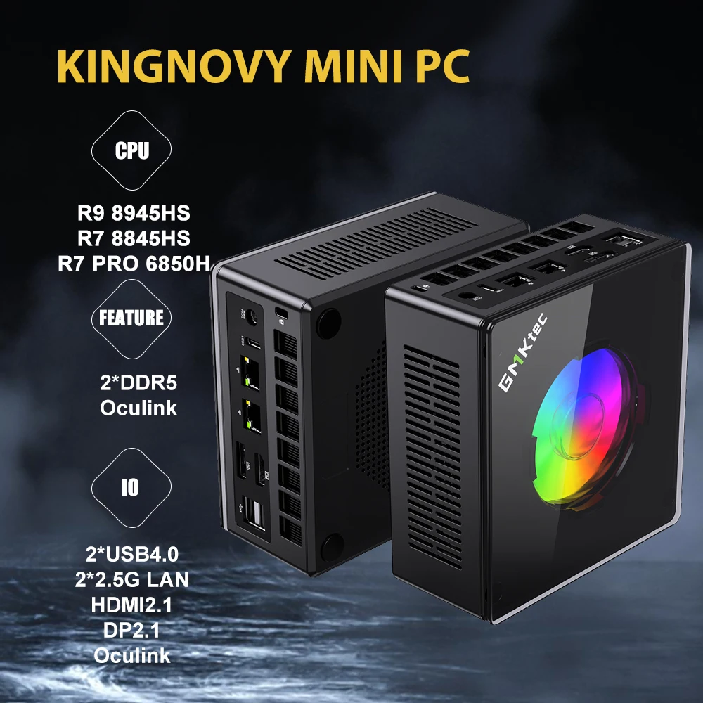 GMKtec Gaming Mini PC K11 AMD Ryzen 9 8945HS 8845HS 6850H 32GB DDR5 RAM 1TB SSD, Desktop Computer Dual NIC 2.5G, HDMI 2.1, USB4