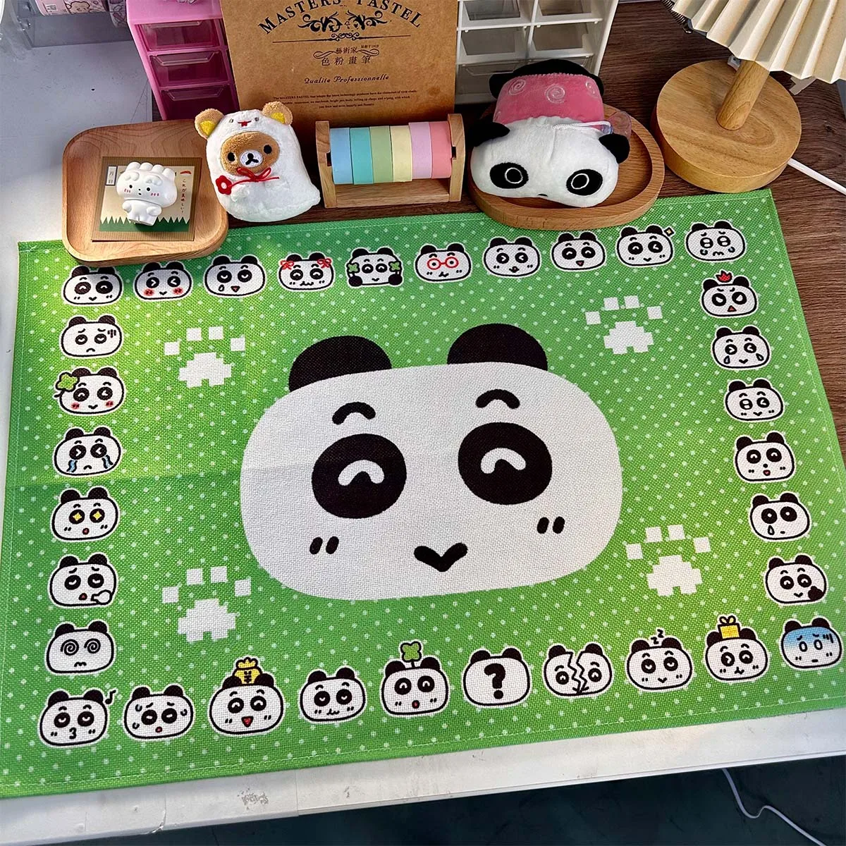 WAKAWAKA Cute Table Mat for Scrapbooking Deco Kawaii Notebook Decoration Table Clothes Cartoon Panda Clover Design